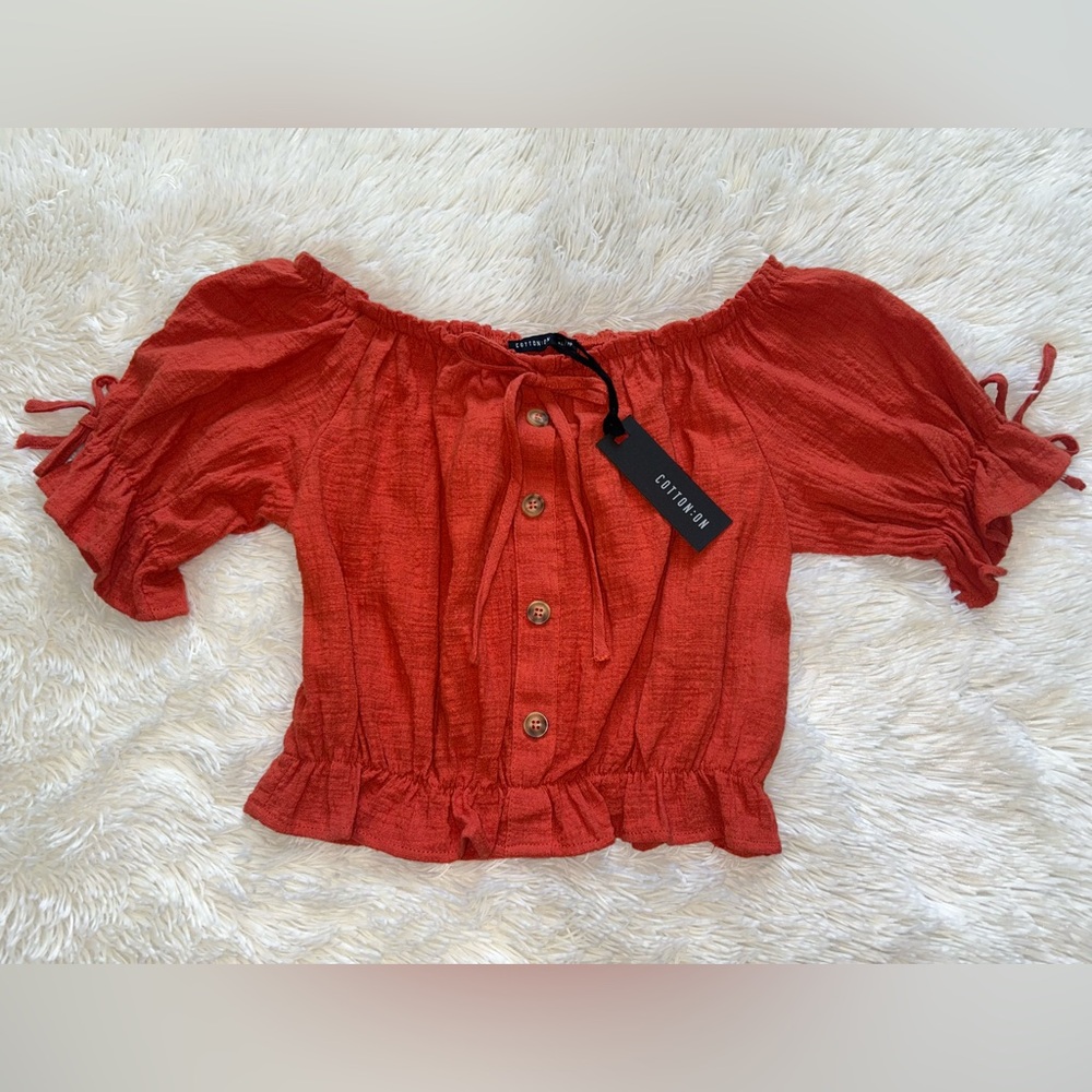 Cotton On Women's Burnt Orange Off-Shoulder Top